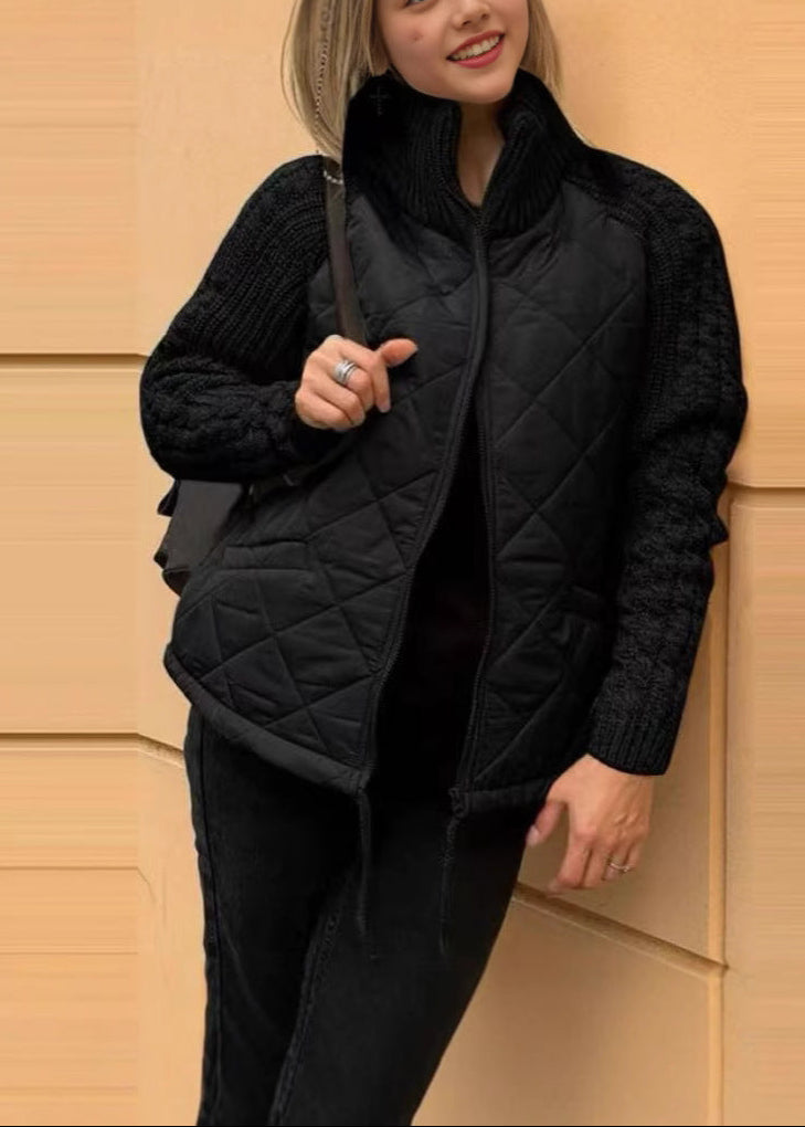Harper Knitted Sleeve Quilted Coat
