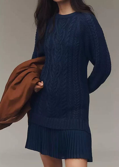 Maskot Cozy Knit Pleated Mini Dress