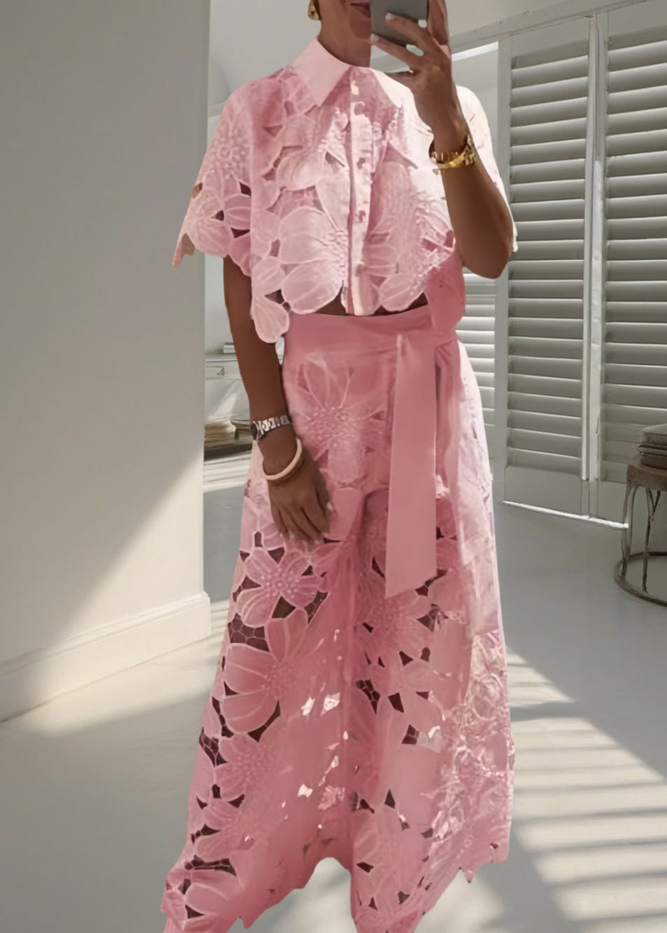 Luna Embroidered Two-Piece Set