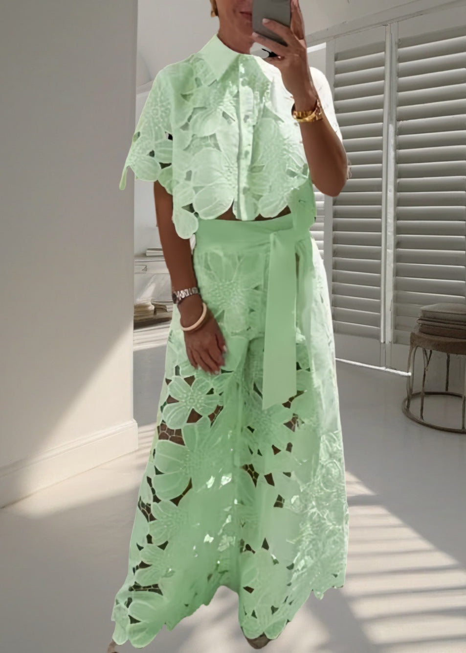 Luna Embroidered Two-Piece Set