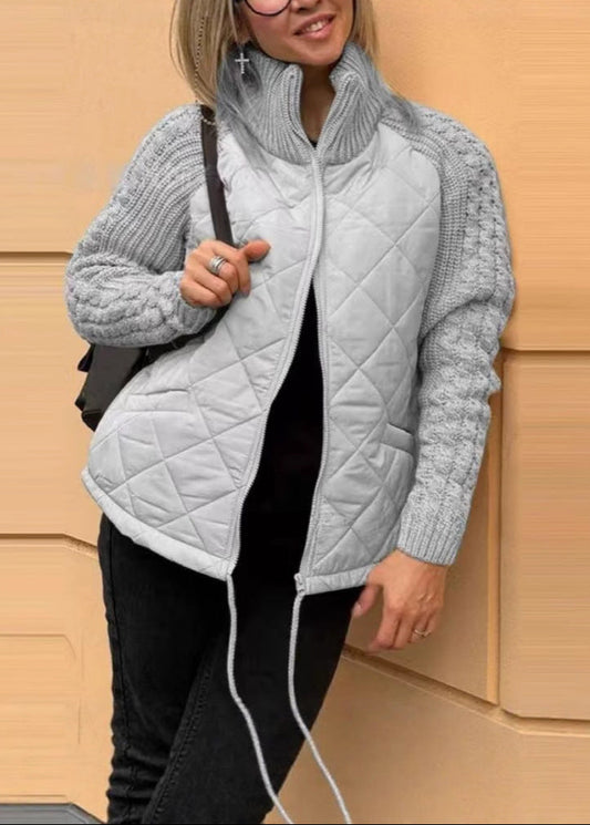 Harper Knitted Sleeve Quilted Coat