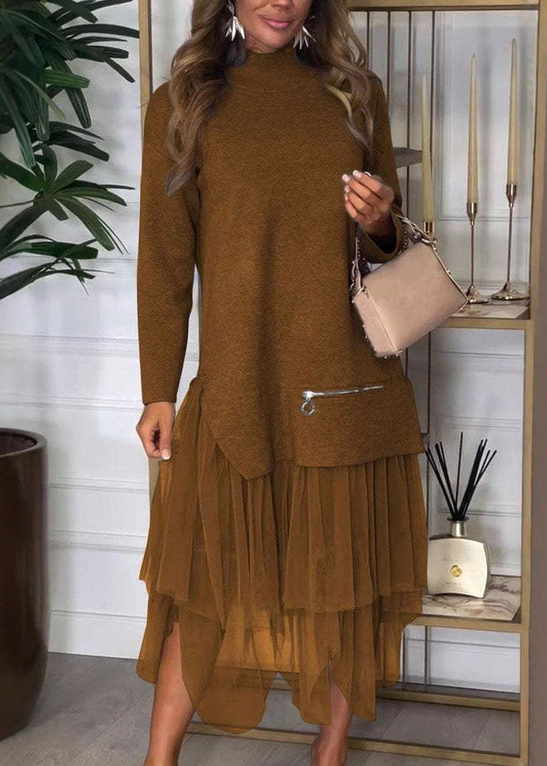 Maskot Mesh-Detail Knit Dress