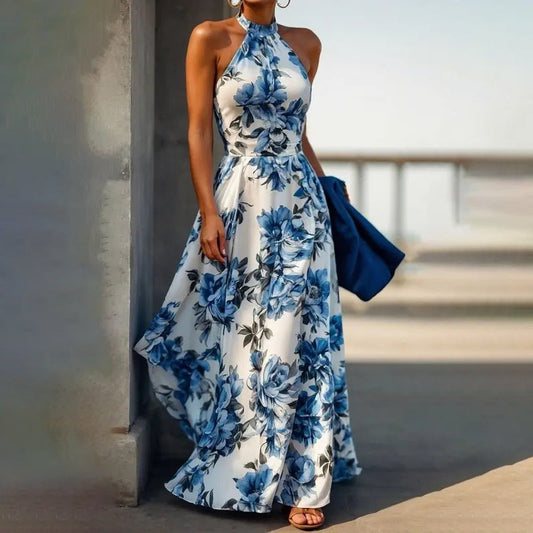 Maskot Aurora Blue Floral Maxi Dress